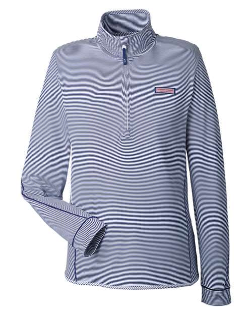 vineyard vines K002521 Women's Microstripe Sankaty Half-Zip Pullover