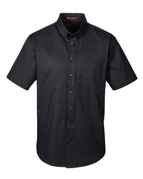 Harriton M582 Men's Foundation Short Sleeve Cotton Twill Dress Shirt with Teflon