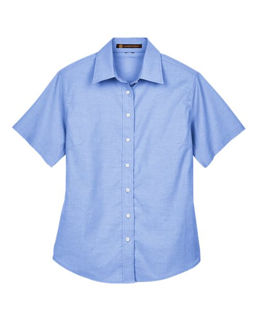 Harriton M600SW Women's Stain-Release Short Sleeve Oxford Shirt
