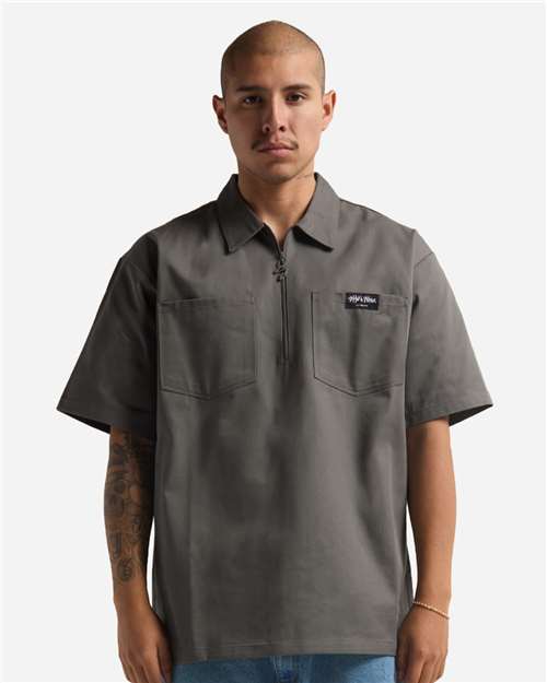 Shaka Wear SHQZWS Men's Work Heavyweight Quarter-Zip Short Sleeve Shirt