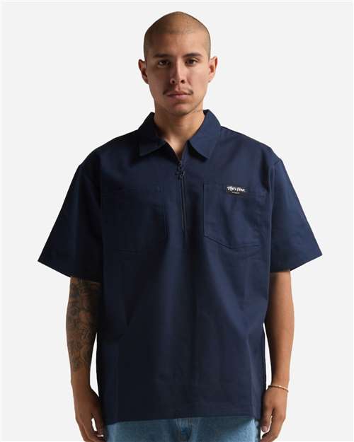 Shaka Wear SHQZWS Men's Work Heavyweight Quarter-Zip Short Sleeve Shirt