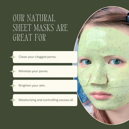 Green Tea Facial Mask - Soothing, Moisturizing & Brightening Sheet Mask with Deep Cleansing Antioxidant Therapy - Vegan, Cruelty‑Free, 96% Natural (4 Count)