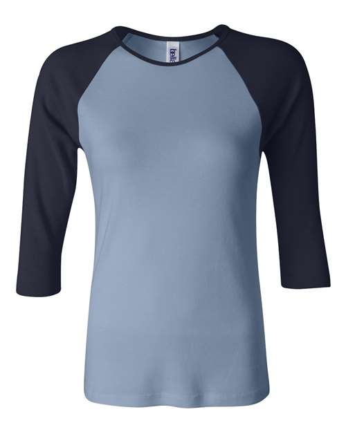 BELLA + CANVAS 2000 Women’s 1X1 Baby Rib Raglan Three-Quarter Sleeve Tee