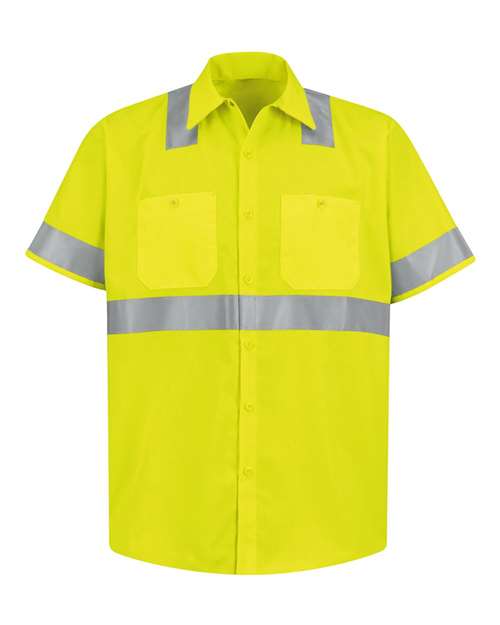 Red Kap SS24HV Men's High Visibility Safety Short Sleeve Work Shirt
