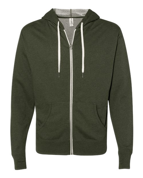 Independent Trading Co. PRM90HTZ Unisex Heathered French Terry Full-Zip Hooded Sweatshirt