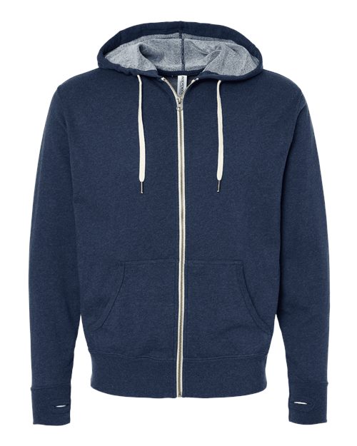 Independent Trading Co. PRM90HTZ Unisex Heathered French Terry Full-Zip Hooded Sweatshirt