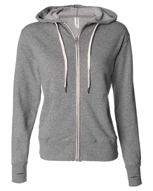 Independent Trading Co. PRM90HTZ Unisex Heathered French Terry Full-Zip Hooded Sweatshirt