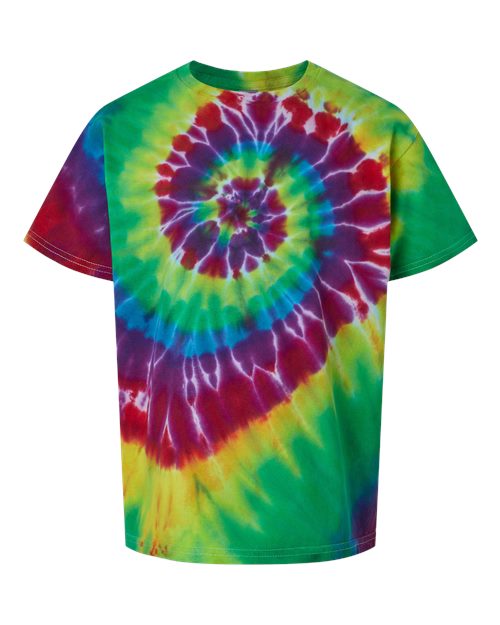 Dyenomite 20BMS Youth Multi-Color Spiral Tie-Dyed T-Shirt