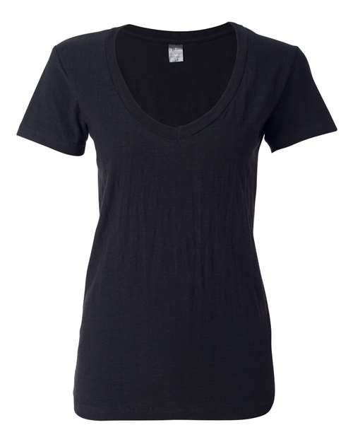 J. America 8169 Women's V-Neck Slub T-Shirt