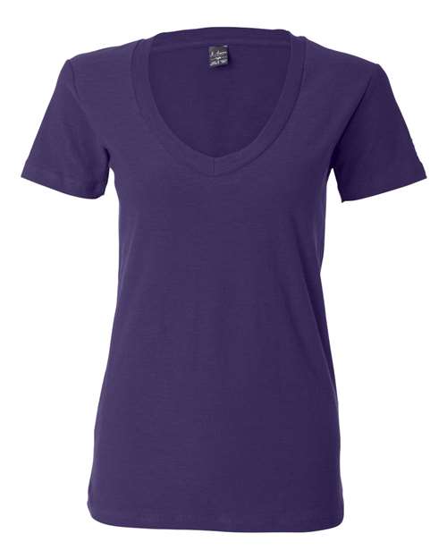 J. America 8169 Women's V-Neck Slub T-Shirt