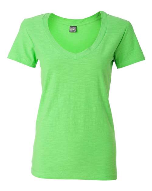 J. America 8169 Women's V-Neck Slub T-Shirt