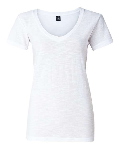 J. America 8169 Women's V-Neck Slub T-Shirt