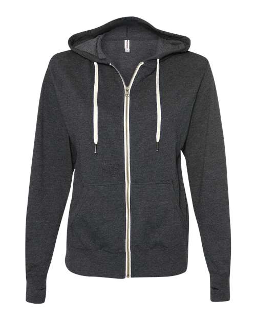 Independent Trading Co. PRM90HTZ Unisex Heathered French Terry Full-Zip Hooded Sweatshirt