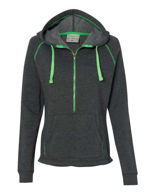 J. America 8876 Women's Half-Zip Triblend Hooded Pullover Sweatshirt