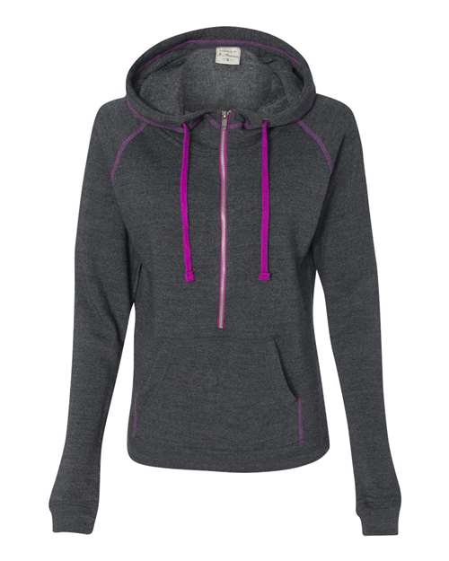 J. America 8876 Women's Half-Zip Triblend Hooded Pullover Sweatshirt