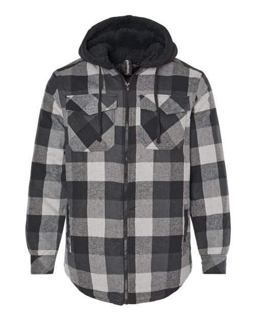 Burnside 8620 Men's Quilted Flannel Hooded Jacket
