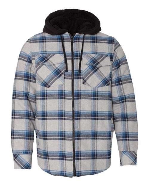 Burnside 8620 Men's Quilted Flannel Hooded Jacket
