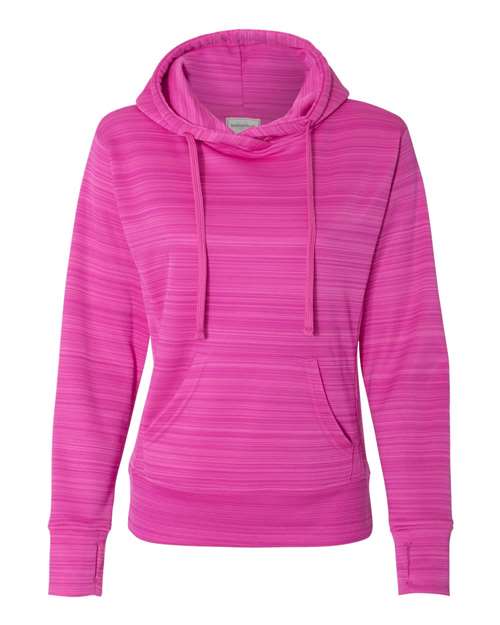 J. America 8662 Women's Odyssey Striped Performance Fleece Lapover Hooded Sweatshirt