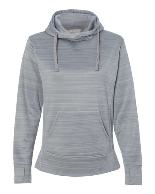J. America 8662 Women's Odyssey Striped Performance Fleece Lapover Hooded Sweatshirt