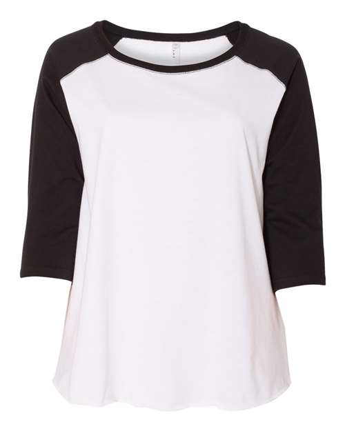 LAT 3830 Women's Curvy Collection Baseball Three-Quarter Sleeve Tee