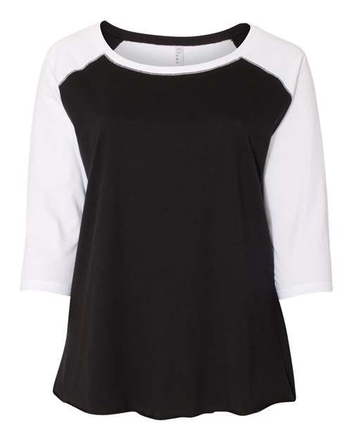 LAT 3830 Women's Curvy Collection Baseball Three-Quarter Sleeve Tee