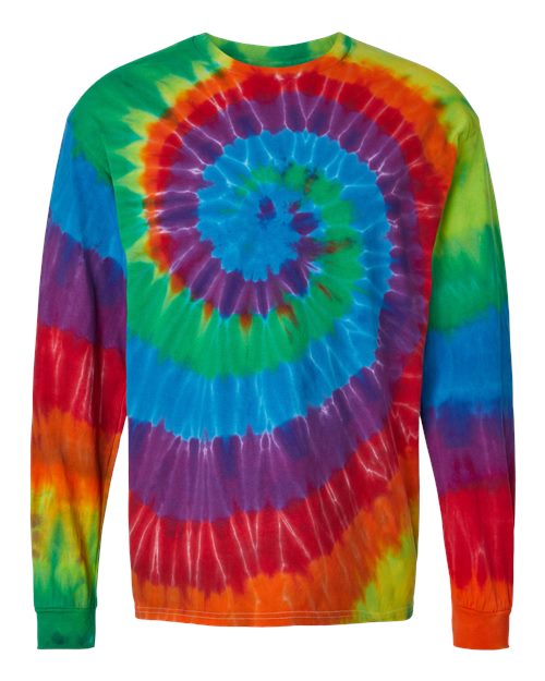 Dyenomite 240MS Unisex Multi-Color Spiral Tie-Dyed Long Sleeve T-Shirt