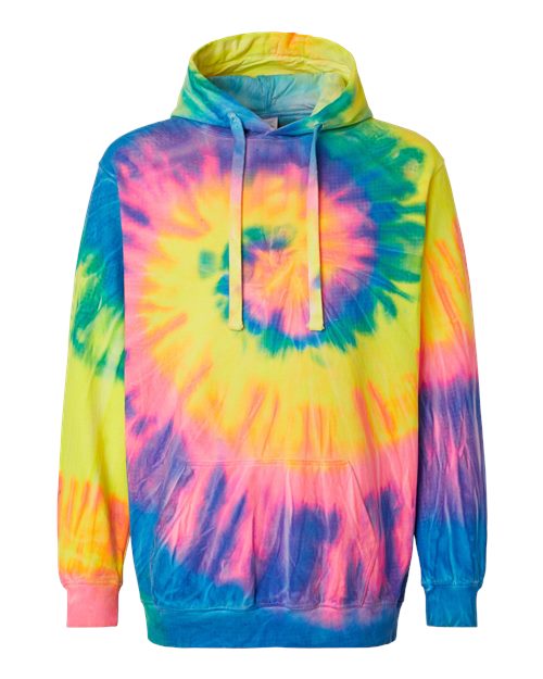 Dyenomite 854MS Unisex Multi-Color Spiral Tie-Dyed Hooded Sweatshirt