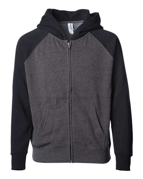 Independent Trading Co. PRM10TSBZ Toddler Lightweight Special Blend Raglan Zip Hood