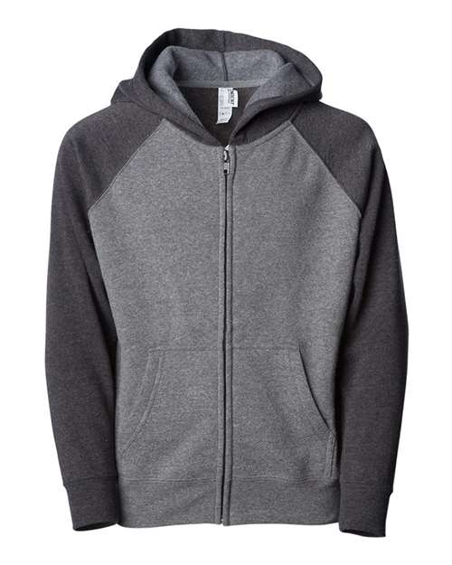 Independent Trading Co. PRM10TSBZ Toddler Lightweight Special Blend Raglan Zip Hood