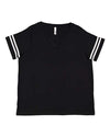 LAT 3837 Women's Curvy Collection Vintage Football T-Shirt
