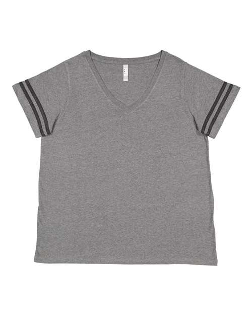 LAT 3837 Women's Curvy Collection Vintage Football T-Shirt