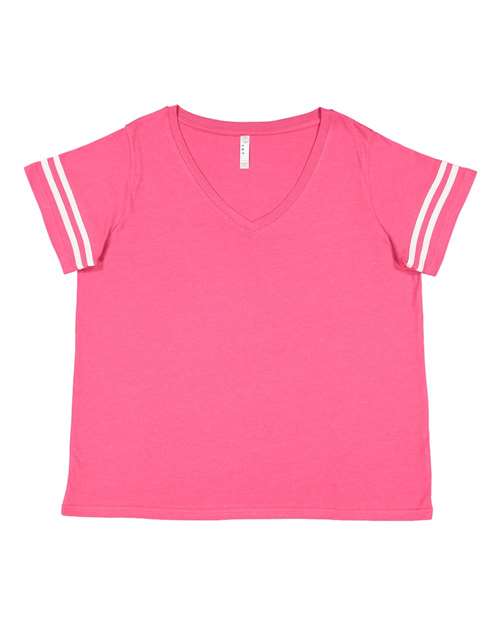 LAT 3837 Women's Curvy Collection Vintage Football T-Shirt