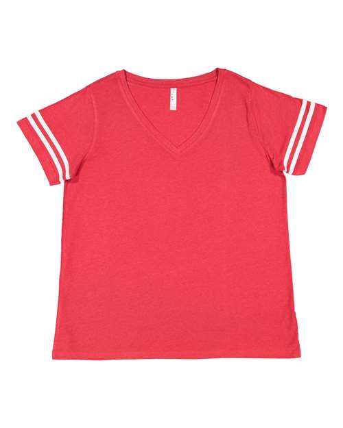 LAT 3837 Women's Curvy Collection Vintage Football T-Shirt