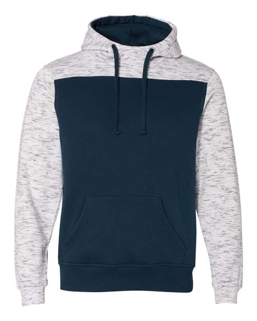 J. America 8676 Men's Mélange Fleece Colorblocked Hooded Sweatshirt