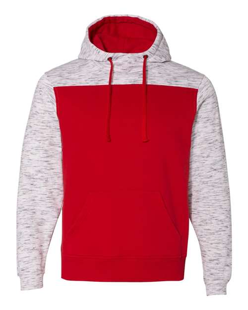 J. America 8676 Men's Mélange Fleece Colorblocked Hooded Sweatshirt