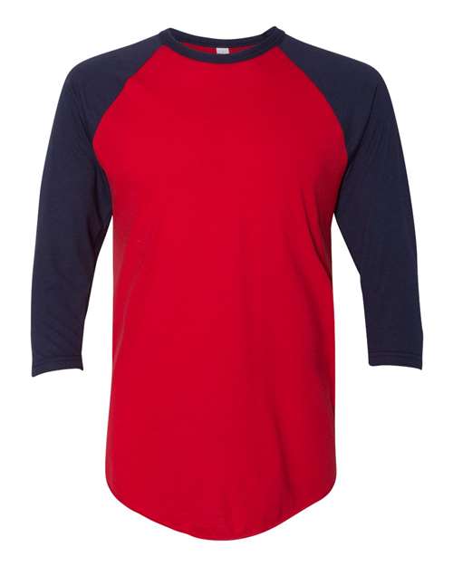 American Apparel BB453W Unisex 50/50 Raglan Three-Quarter Sleeve Tee