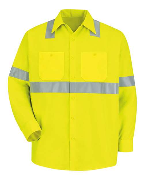 Red Kap SS14HVT Men's Tall High Visibility Work Shirt