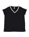 LAT 3832 Women's Curvy Retro Ringer Premium Jersey V-Neck Tee