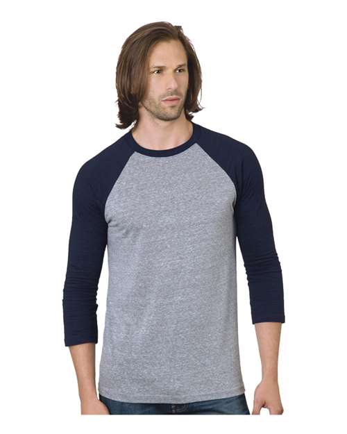 Bayside 9525 Unisex Triblend Three-Quarter Sleeve Raglan T-Shirt