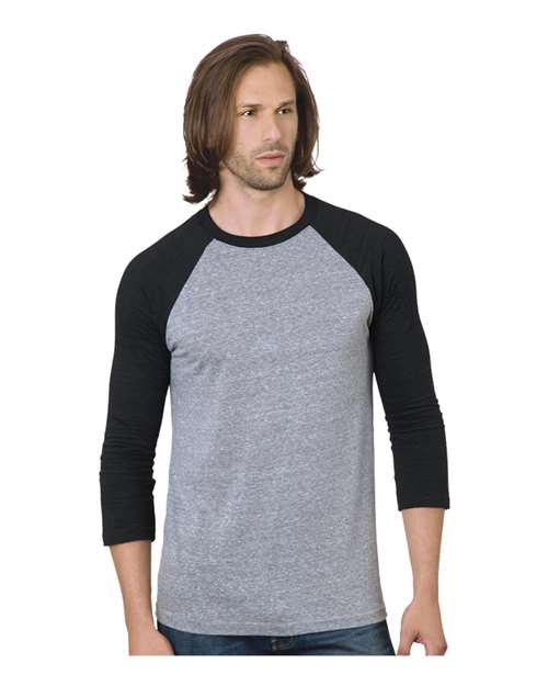 Bayside 9525 Unisex Triblend Three-Quarter Sleeve Raglan T-Shirt