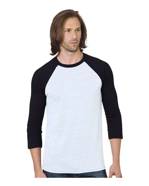 Bayside 9525 Unisex Triblend Three-Quarter Sleeve Raglan T-Shirt