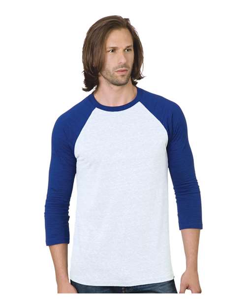 Bayside 9525 Unisex Triblend Three-Quarter Sleeve Raglan T-Shirt