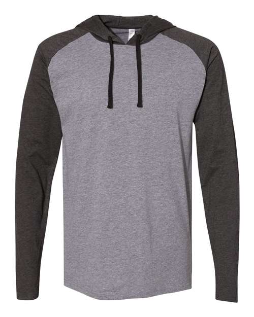 LAT 6917 Men's Fine Jersey Hooded Long Sleeve Raglan T-Shirt