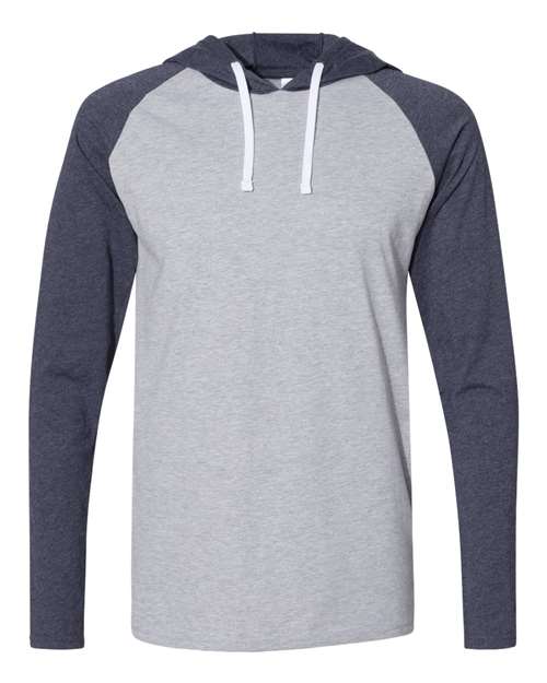 LAT 6917 Men's Fine Jersey Hooded Long Sleeve Raglan T-Shirt