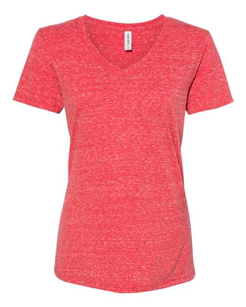 JERZEES 88WVR Women's Snow Heather Jersey V-Neck T-Shirt