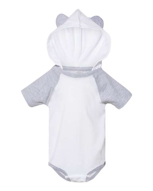 Rabbit Skins 4417 Infant Fine Jersey Short Sleeve Raglan Bodysuit with Hood & Ears