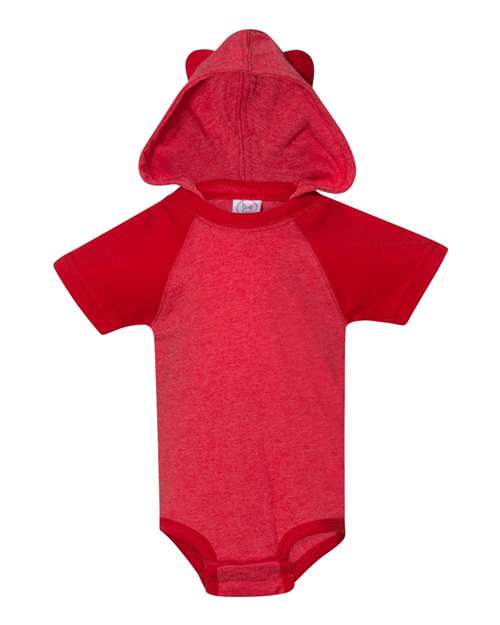 Rabbit Skins 4417 Infant Fine Jersey Short Sleeve Raglan Bodysuit with Hood & Ears