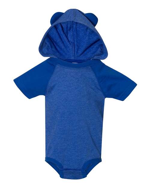 Rabbit Skins 4417 Infant Fine Jersey Short Sleeve Raglan Bodysuit with Hood & Ears