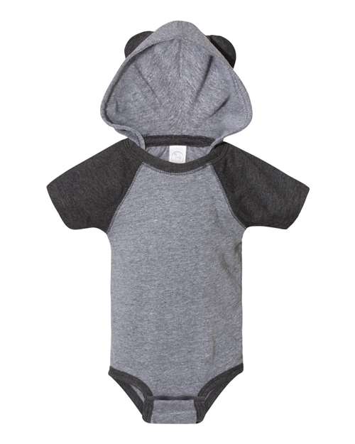 Rabbit Skins 4417 Infant Fine Jersey Short Sleeve Raglan Bodysuit with Hood & Ears