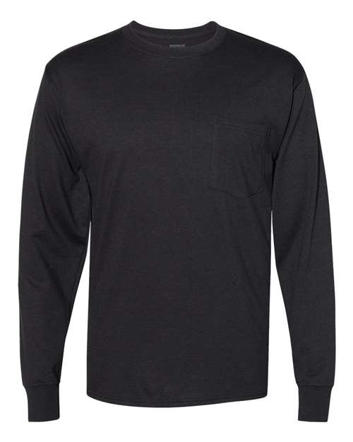 Hanes W120 Unisex Workwear Long Sleeve Pocket T-Shirt
